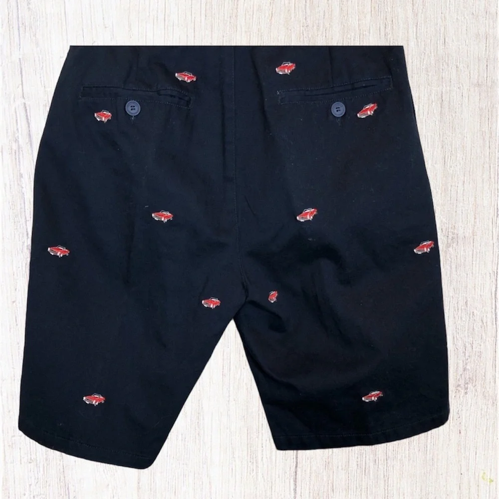 Islandia Blue Navy Khaki Shorts Red Convertible‎ Car Embroidery SZ 36 NWT - Picture 3 of 6